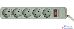 PC PET Сетевой фильтр AP01006-E-G 1.8м (5 розеток) серый