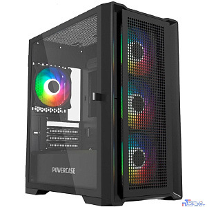 Powercase Alisio Micro X4B V2, Tempered Glass, 4х 120mm ARGB fans, ARGB HUB, чёрный, mATX  (CAMCXB-A4)