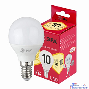 ЭРА Б0052378 Лампочка светодиодная RED LINE LED P45-10W-827-Е14 R E14 / Е14 10Вт шар теплый белый свет