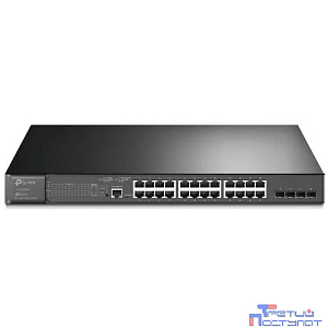TP-Link SG3428MP Управляемый коммутатор JetStream уровня 2+ с 24 гигабитными портами PoE+ и 4 портами SFP