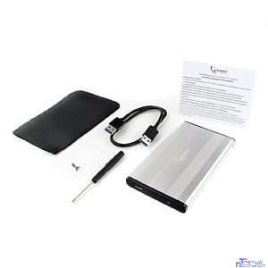Gembird EE2-U3S-5-S Внешний корпус 2.5" серебро, USB 3.0, SATA, до 2 Тб, металл