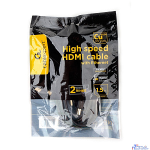 Кабель HDMI Cablexpert 19M/19M, v2.0, медь, позол.контакты, экран, 2 фер.кольца, 1.5м, черный, пакет (CCF2-HDMI4-5)