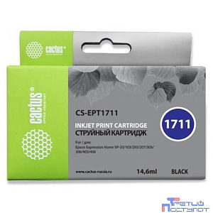 Картридж струйный Cactus CS-EPT1711 черный для Epson XP-33/103/203/207/303/306/403/406 (14.6мл)
