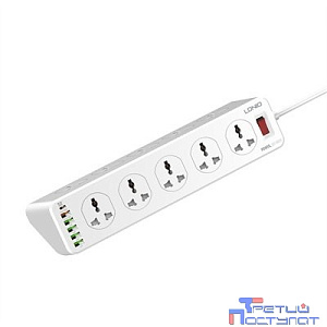 LDNIO SC10610/ Сетевой удлинитель 2м/ 10 розеток EU_UK_US/ 2500W/ 6 USB: QC 3.0+PD 3.0 30W/ White