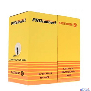 PROconnect (01-0054) Кабель витая пара U/UTP, CAT 5e, PE, 4PR, 24AWG, OUTDOOR, SOLID, черный, 305м