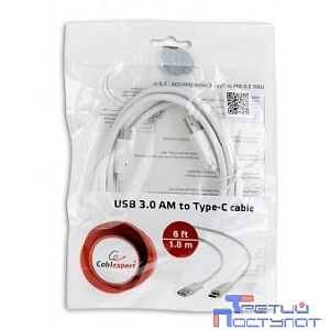 Cablexpert Кабель USB3.0 AM/USB Type-C, 1.8м, белый, пакет (CCP-USB3-AMCM-6-W)