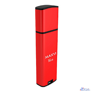 Maxvi USB Drive 16GB MP2 red, монолит с колпачком, ABS пластик + металл, USB 2.0