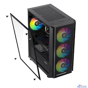 XASTRA Корпус A402M 4ARGB-C6 Black mATX/Mesh/full-size TG/ 4x120mm ARGB PWM fans/Argb+PWM HUB 6port/  A402M-4FC12A-BK-C6