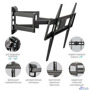 Kromax CORBEL-11 grey titan {32"-75";  Максимальная нагрузка: 45 кг;  VESA: 200x200, 200х300, 200х400, 300х200, 300х300, 300х400, 400х200, 400х300, 400х400, 600х400 мм;  Наклон: +5°-12°Поворот: ±90°}