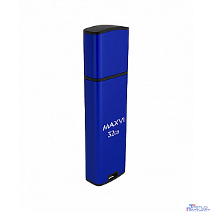 Maxvi USB Drive 32GB MP2 blue, монолит с колпачком, ABS пластик + металл, USB 2.0