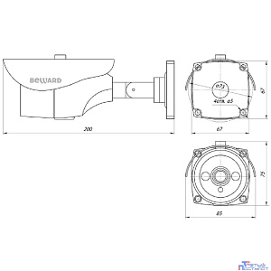 BEWARD CD630 IP-Камера 1 Мп, 1/4'' КМОП, 0.1 лк (день)/0.05 лк (ночь), DWDR, 2D/3DNR, объектив 2.8/3.6/6/12/16 мм на выбор, H.264, 1280x720, 25 к/с,