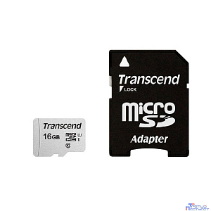 Micro SecureDigital 16Gb Transcend  TS16GUSD300S-A {MicroSDHC Class 10 UHS-I, SD adapter}