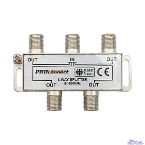 PROconnect (05-6023) Делитель сигнала ТВ х 4 под F разъём 5-1000 МГц