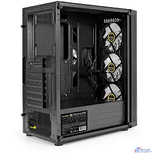 Exegate EX296316RUS Корпус Miditower ExeGate EVO-5001A-450NPX (ATX, БП 450NPX с вент. 12 см, 2*USB+1*USB3.0+HD Audio, черный, 3 вент.12см с RGB подсветкой, боковая панель - закаленное стекло)