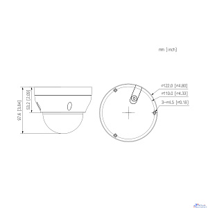 DAHUA DH-IPC-HDPW1230R1P-0280B-S5 Уличная купольная IP-видеокамера 2Мп, 1/2.8” CMOS, объектив 2.8мм, ИК 20м, IP67, пластик