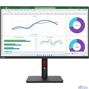 LCD Lenovo 31.5" T32h-30 Black/Red {IPS 2560x1440 60Hz 4ms 350cd HDMI DisplayPort 4xUSB USB-C RJ45 HAS Pivot VESA}