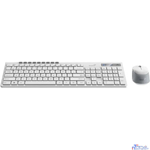 Клавиатура + мышь Genius Smart Slimstar 8230 WHITE {USB,1 мини-ресивер на оба устройства,104 кл кнопка SmartGenius,  мембранная,800-1600 DPI} [31340015402]
