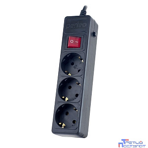 Perfeo Сетевой фильтр "POWER+",PF_A4668 (5,0м, 3 розетки, черный (PF-PP-3/5,0-B))