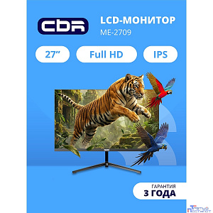 CBR LCD Монитор 27" ME-2709, IPS, FHD 1920x1080, 100Гц, Динамики 2*3W, 1*DP, 1*HDMI, внешний БП, FreeSync, черный, кабель HDMI 1.5м в комплекте, VESA крепление для миниПК [LCD-ME2709-OPC]