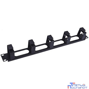 5bites Панель-органайзер кабеля CM-102B 5КОЛЕЦ для сетевых шкафов / 1U / 19" / BLACK