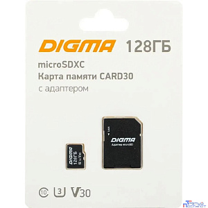 Micro SecureDigital 128GB Digma CARD30 V30 + adapter DGFCA128A03