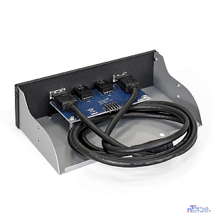 Exegate EX289291RUS Планка USB на переднюю панель ExeGate U5H-627, 5,25", 2*USB3.0+2*HD Audio, черная, металл, подсоед. к MB