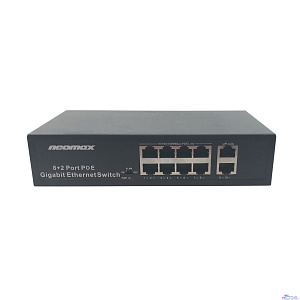 NEOMAX неуправляемый коммутатор NMS-110PoE-1000-S, 10 портов 1000 Mbps, 8xPoE+, 220W, металл