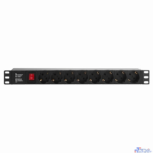 Rexant 04-0307 Блок розеток 19", 1U, 16А, 8 розеток, корпус пластик, без шнура питания