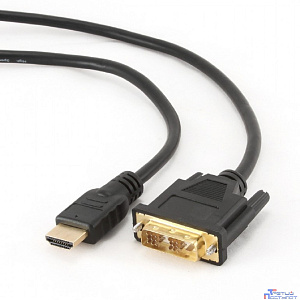 Кабель HDMI-DVI Cablexpert CC-HDMI-DVI-6, 19M/19M, single link, медь, позол.разъемы, экран, 1.8м, черный, пакет