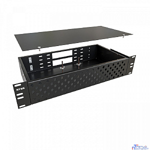 NTSS Кросс NTSS оптический 19'' укомплектованный 2U, 96 портов ST/UPC, 9/125 мкм (сплошная панель, сплайс-кассета 3шт, пигтейлы, КДЗС, адаптеры) черный RAL 9005 NTSS-RFOB-2U-96-ST/U-9-SP1.5G0AY-BL