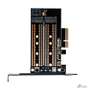 Gembird Адаптер для двух SSD M.2 (NVMe+SATA) в разъем PCI-e, коробка (MF-PCIE-NVME-SATA)