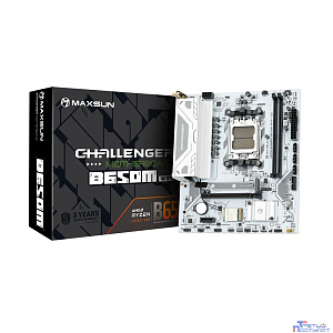 MAXSUN MS-Challenger B650M WIFI ICE V2 (Socket AM5, mATX, 2*DDR5(64Gb), DP/HDMI, 3*SATA3, 1*M.2, 1*PCIEx16/1*PCIEx1, 2*USB 2.0, 4*USB 3.2, LAN 1*1G,  Bluetooth,  Wi-Fi 802.11ac, RTL)