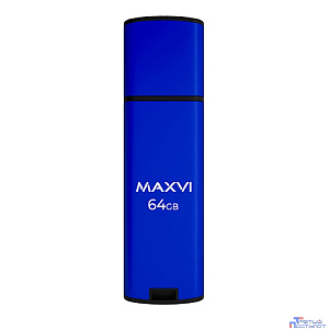 Maxvi USB Drive 64GB MP2 blue, монолит с колпачком, ABS пластик + металл, USB 2.0