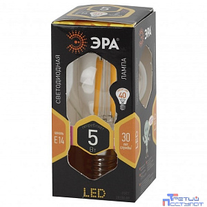 ЭРА Б0043437 F-LED P45-5W-827-E14 Лампа ЭРА (филамент, шар, 5Вт, тепл, E14)