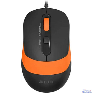 Мышь проводная A4Tech Fstyler FM10S black/orange (USB, оптическая, silent, 1600dpi, 3but) (FM10S USB ORANGE)