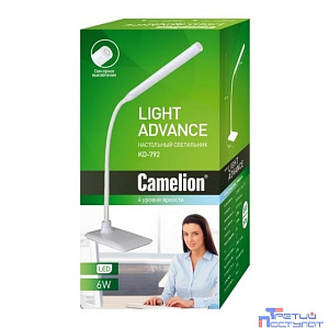 Camelion KD-792  C01 белый  LED (Свет-к настольн.,6 Вт,230В, сенсорн.вкл-е, 4 ур. ярк,4000К)