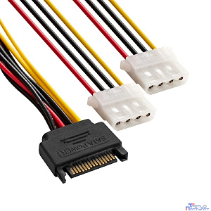 Exegate EX294795RUS Кабель питания SATA ExeGate EX-CC-SATAM2MF-0.15 (15pin M/2xMolex F, 0,15м)