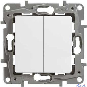 Legrand 672202 Выключатель двухклавишный - Etika - 10 A - 250 В~ - белый