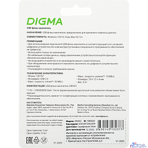 Digma USB Drive 128GB DRIVE2 DGFUM128A20SR USB2.0 серебристый