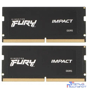 Память оперативная/ Kingston 32GB 4800MT/s DDR5 CL38 SODIMM (Kit of 2) FURY Impact PnP KF548S38IBK2-32