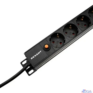 Rexant (04-0205-2) Блок распределения питания для 19" шкафов, вертикальный, 13 розеток СЕЕ 7/4, 16A, фильтр, без выкл, алюм корп, шнур 2м, вилка СЕЕ 7/7
