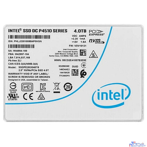 Intel SSD 4Tb DC P4510 Series (4.0TB, 2.5in PCIe 3.1 x4, 3D2, TLC) SSDPE2KX040T807