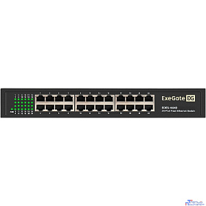 Exegate EX298692RUS Коммутатор неуправляемый ExeGate EDES-1024D (24-портовый UTP 10/100Mbps, металлический корпус, с возможностью установки в стойку)