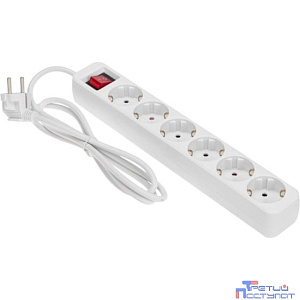 Rexant 13-4046 Удлинитель STANDARD 6 гнезд, 1,5м, 3х1,0мм?, с/з, с выключателем, белый