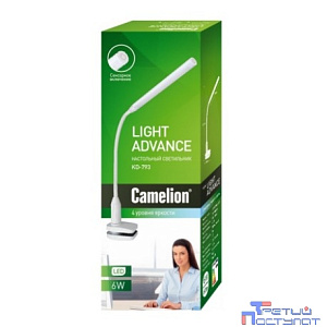 Camelion KD-793  C02 чёрный  LED (Свет-к настол.,6 Вт,зажим-струбцина,230В,сенс.вкл-е,4 ур.ярк,4000К)