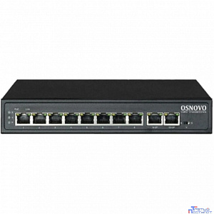 Коммутатор PoE OSNOVO SW-21000(120W) на 10 RJ45 портов, 8 x FE (10/100 Base-T) с поддержкой PoE (IEEE 802.3af/at), 2 x FE (10/100 Base-T). Соответству