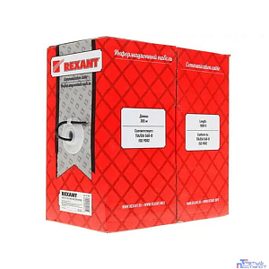 Rexant (01-0045) Кабель витая пара U/UTP, CAT 5e, PE, 4PR, 24AWG, OUTDOOR, SOLID, черный, 305м