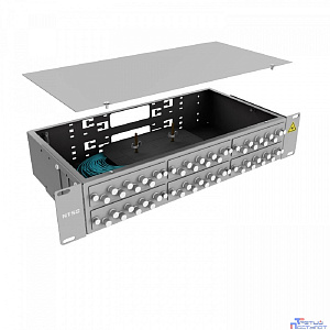 NTSS Кросс 19" NTSS PREMIUM, предсобранный 2U, 48 портов FC/UPC, 50/125 мкм ОМ3, (розетки, сплайс 2шт, КДЗС, пигтейлы) NTSS-RFOB-PM-2U-48-FC/U-503-SP1.5G2A