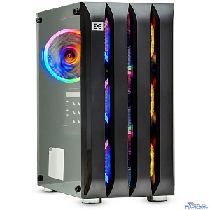 Exegate EX294477RUS Корпус Minitower  Mistery R3-NPX450 (mATX, БП 450NPX с вент. 12 см, 2*USB+1*USB3.0, аудио, черный, 4 вент. 12см с RGB подсветкой, боковая панель - закаленное стекло)