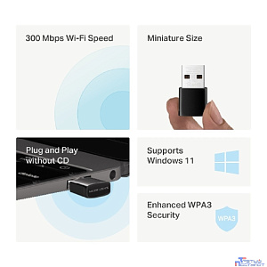 Mercusys MA12N Сверхкомпактный USB-адаптер с поддержкой Wi-Fi N300